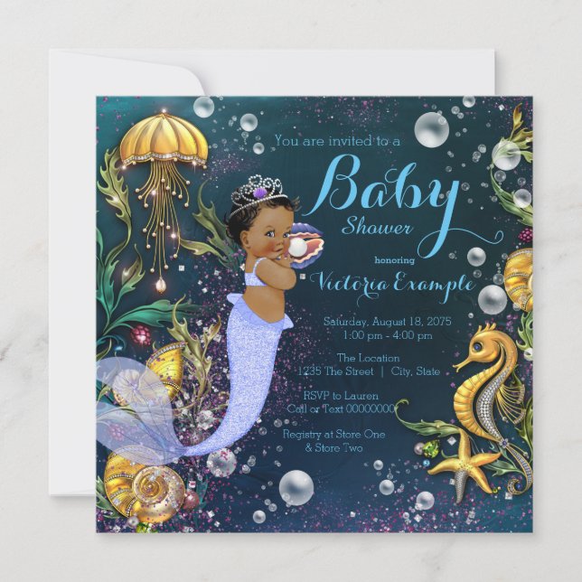 Invitation Le Baby shower des sirènes ethniques (Devant)