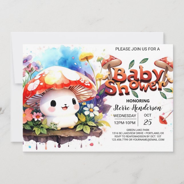 Invitation Le Baby shower d'expédition rêvée de Baby Mushroom (Devant)