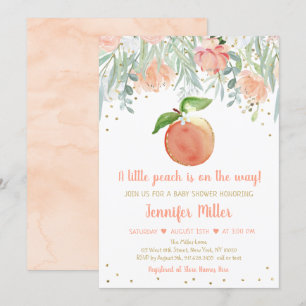 Invitation Le Baby shower d'or floral Little Peach