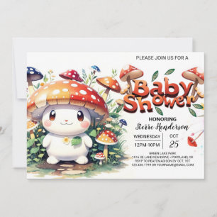 Invitation Le Baby shower du champignon pousse des tourbillon