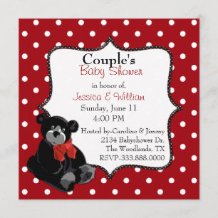 Invitation Le baby shower du couple de point de polka et