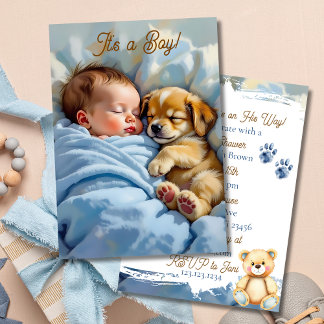 Invitation Le Baby shower du garçon | Thème de chiot