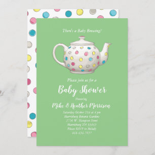 Invitation Le Baby shower du Tea Party Polka Dot Neutral