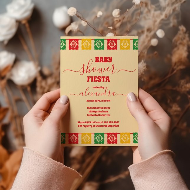 Invitation Le Baby shower floral mexicain vibrant (Créateur téléchargé)