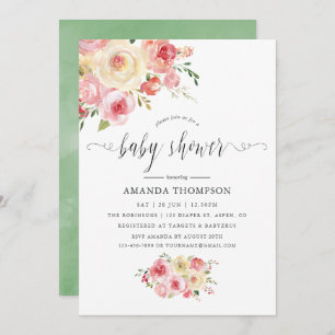 Invitation Le Baby shower floral vert de Blush et Sage