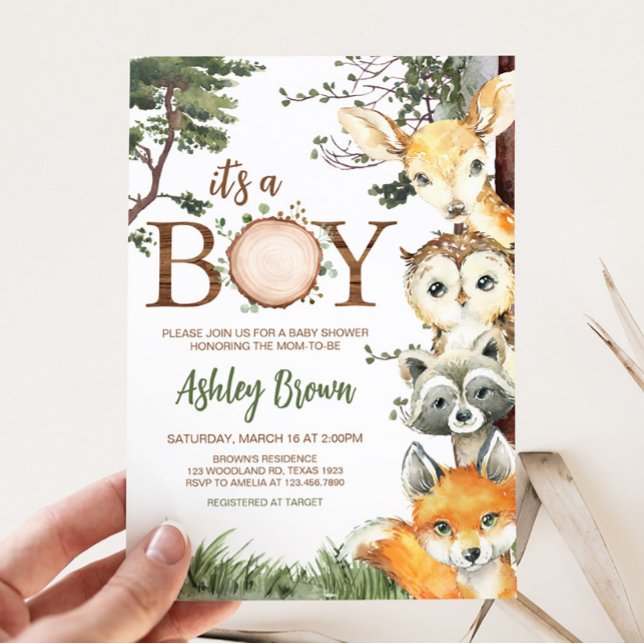 Invitation Le Baby shower forestier des animaux des bois (Woodland Forest Baby Shower Invitation)