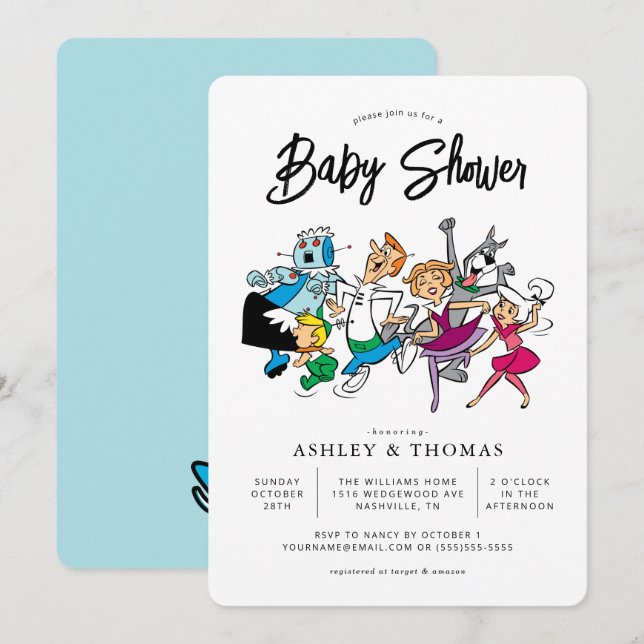 Invitation Le Baby shower Jetsons (Devant / Derrière)