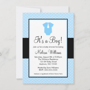 Invitation Le Baby shower noir de Little Man Chevron