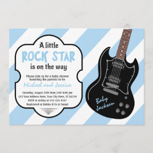 Invitation Le Baby shower Rock a Bye de Blue and Black Rock