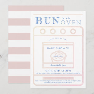 Invitation Le Baby shower rose de la fille au four
