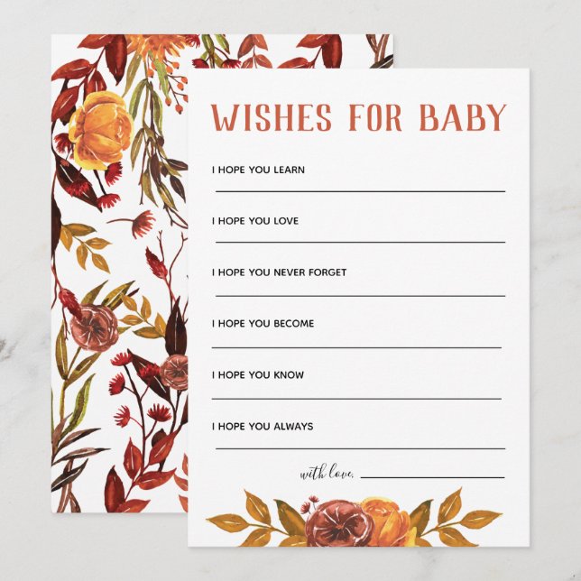 Invitation Le Baby shower Rustique D'Automne Souhaite Pour Bé (Devant / Derrière)