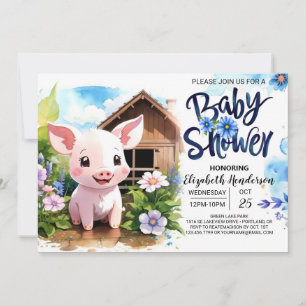 Invitation Le Baby shower rustique de la ferme rurale de porc