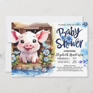 Invitation Le Baby shower rustique de soie baryare de porc