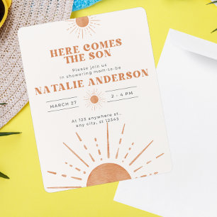 Invitation Le Baby shower Son Orange Sunshine