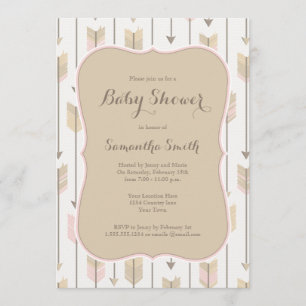 Invitation Le baby shower tribal de flèches rougissent rose