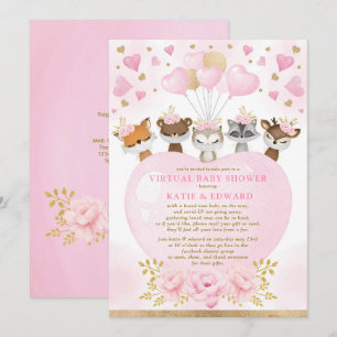 Invitation Le Baby shower virtuel de la jeune fille Valentine