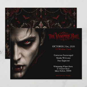 Invitation Le Bal des Vampires Soirée Halloween gothique