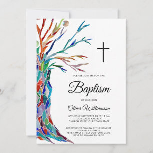 Invitation Le Baptême du Garçon Élégant Christening Invitatio