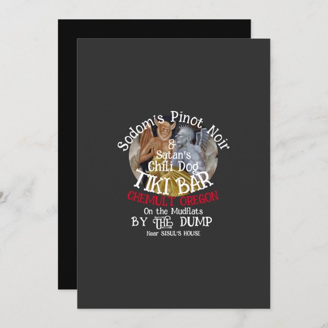 Invitation Le bar Tiki Pinot Noir de Sodome et hot-dog de Sat (Devant / Derrière)