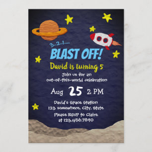 Invitation Le bateau de Rocket de fête d'anniversaire de