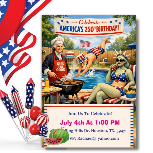 Invitation Le BBQ des 250 ans de l'Amérique (Créateur téléchargé)