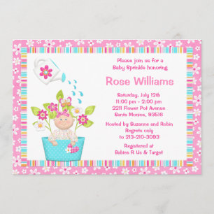 Invitation Le bébé arrosent l'invitation de douche de fille