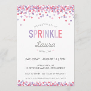 Invitation Le bébé arrosent l'invitation, le rose et le