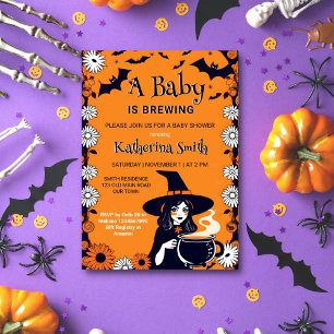 Invitation Le bébé baby shower d'Halloween est en train de br