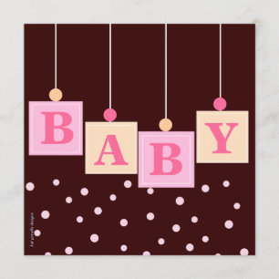 Invitation Le BÉBÉ bloque le baby shower rose de fille