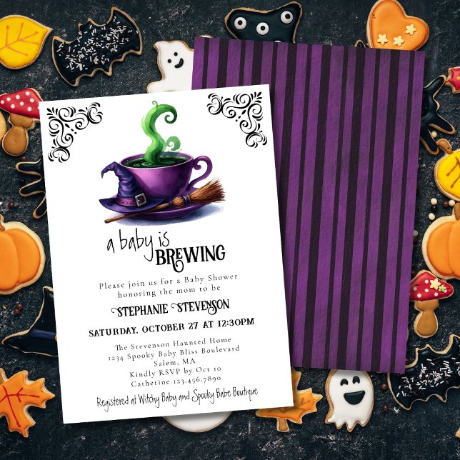 Invitation Le bébé brasse du café sorcier Halloween Baby show (Créateur téléchargé)