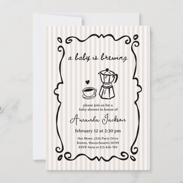 Invitation Le bébé brasse le baby shower de café (Devant)