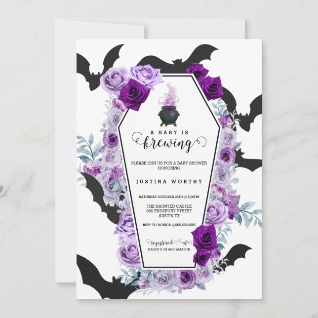 Invitation Le bébé brasse le Baby shower d'Halloween (Devant)