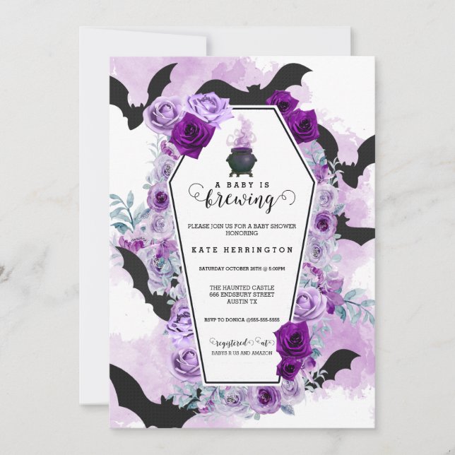 Invitation Le bébé brasse le Baby shower d'Halloween (Devant)