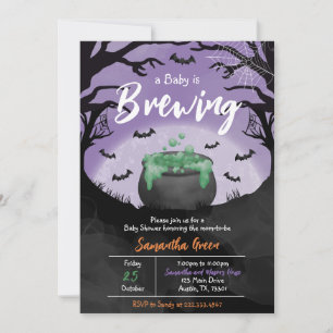 Invitation Le bébé brasse le Baby shower d'Halloween violet