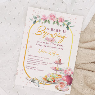 Invitation Le bébé brasse le Baby shower Floral Rose Tea Part