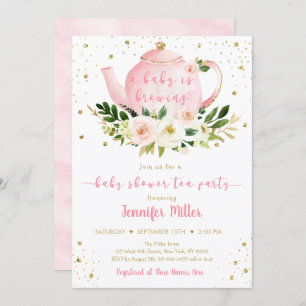 Invitation Le bébé brasse un Baby shower de Tea Party Pink Go