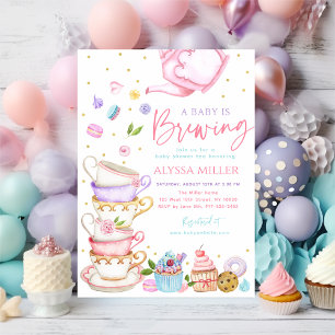 Invitation Le bébé brasse un Baby shower de thé rose
