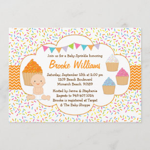 Invitation Le bébé de petit gâteau arrosent le neutre