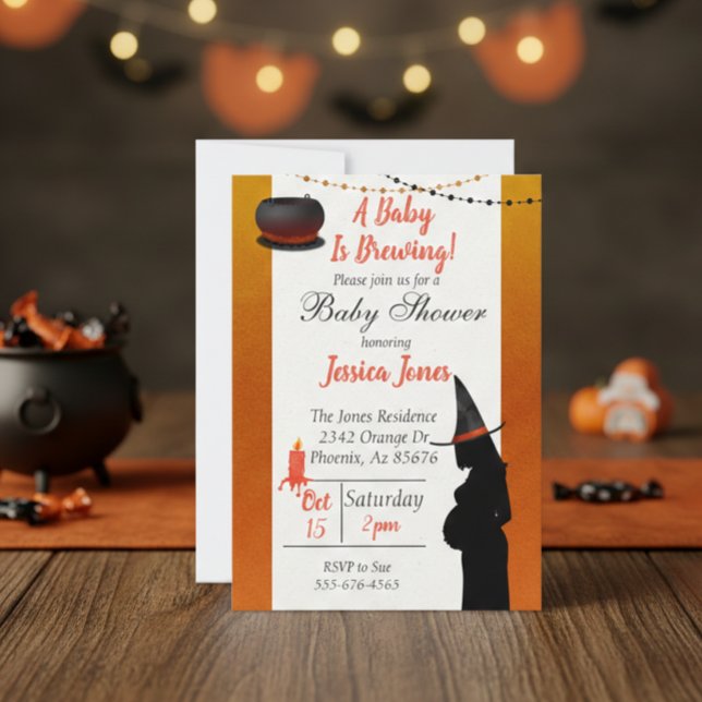 Invitation Le bébé d'Halloween brasse sorcière Baby shower mo (Créateur téléchargé)