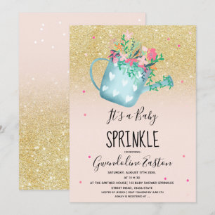 Invitation Le bébé floral d'or de boîte d'arrosage arrosent
