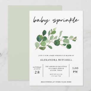 Invitation Le bébé minimaliste de la verdure arrosent