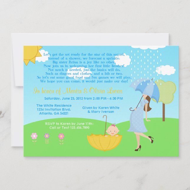 Invitation Le bébé moderne mignon de maman et de bébé (Devant)