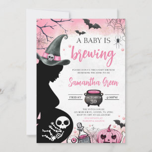 Invitation Le bébé rose brasse le Baby shower d'Halloween
