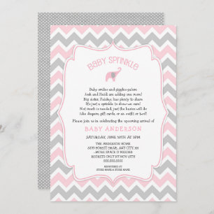 Invitation Le bébé rose et gris d'éléphant arrosent