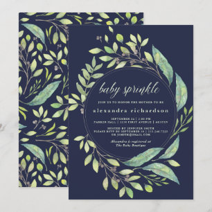 Invitation Le bébé vert feuillu d'aquarelle arrosent