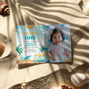 Invitation Le Big One, photo d'anniversaire Surf