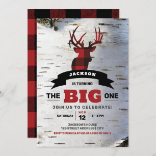 Invitation Le Big One Premier Anniversaire Cerf thème Invitat