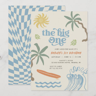 Invitation Le Big One Surf Retro Little Dude Premier Annivers