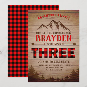 Invitation Le bison de bison de bûcheron planté dehors, trois