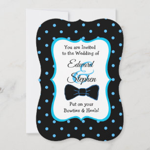Invitation Le Black Blue Bowtie & Heels invite à un mariage L